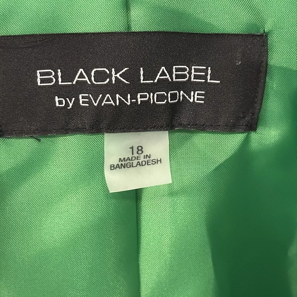 Evan-Picone Black Label Lime Green Open Front 3/4 Sleeve Blazer Workwear Size 18 - Picture 4 of 10